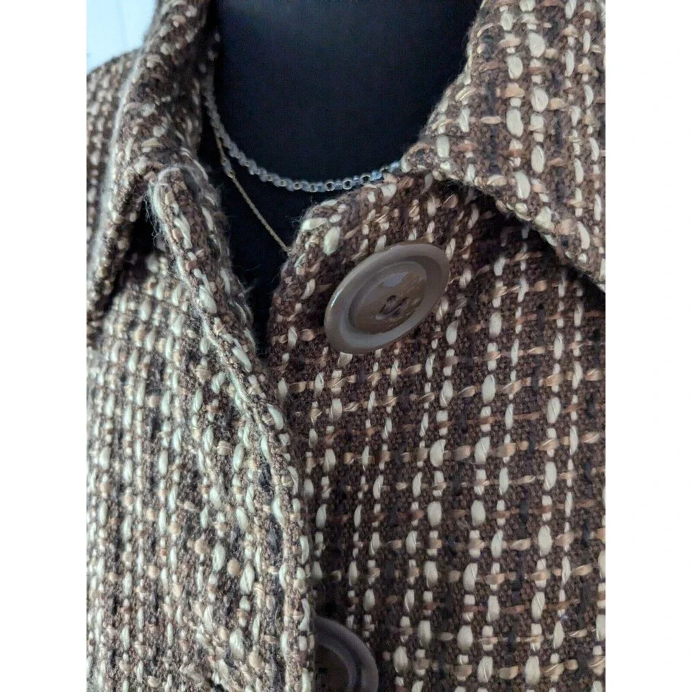 Joanna Tweed Blazer Women's M Vtg Plaid Woven Jacket Button 80s Dark Academia